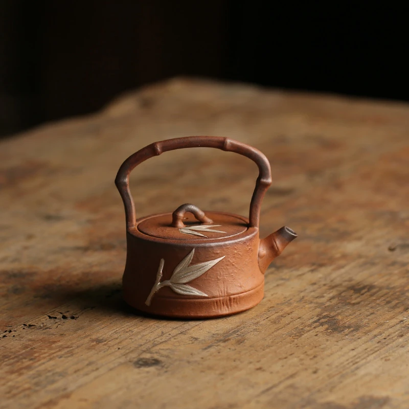 老岩泥鎏银竹节壶110ml