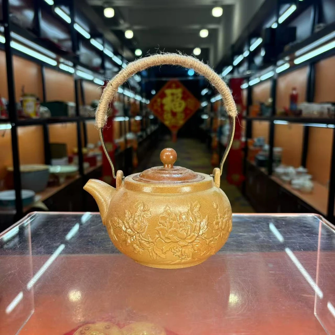 秋香茶具  粗陶牡丹提梁壶-2104