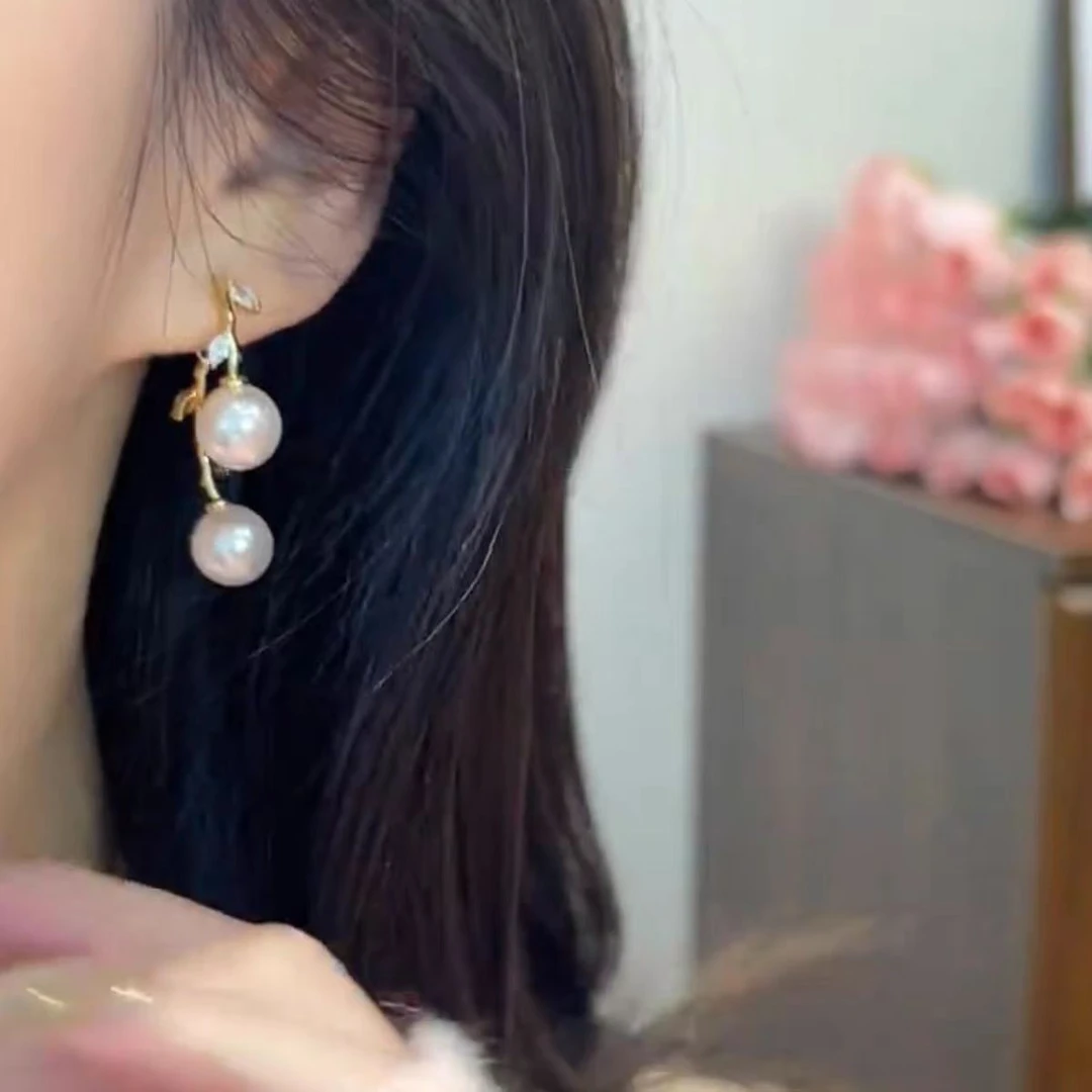 铜合金耳饰 时尚潮珠珠耳环大气高级感名媛风耳钩简约百搭N2413