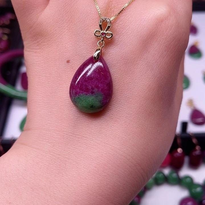 红宝石吊坠银S925镶嵌