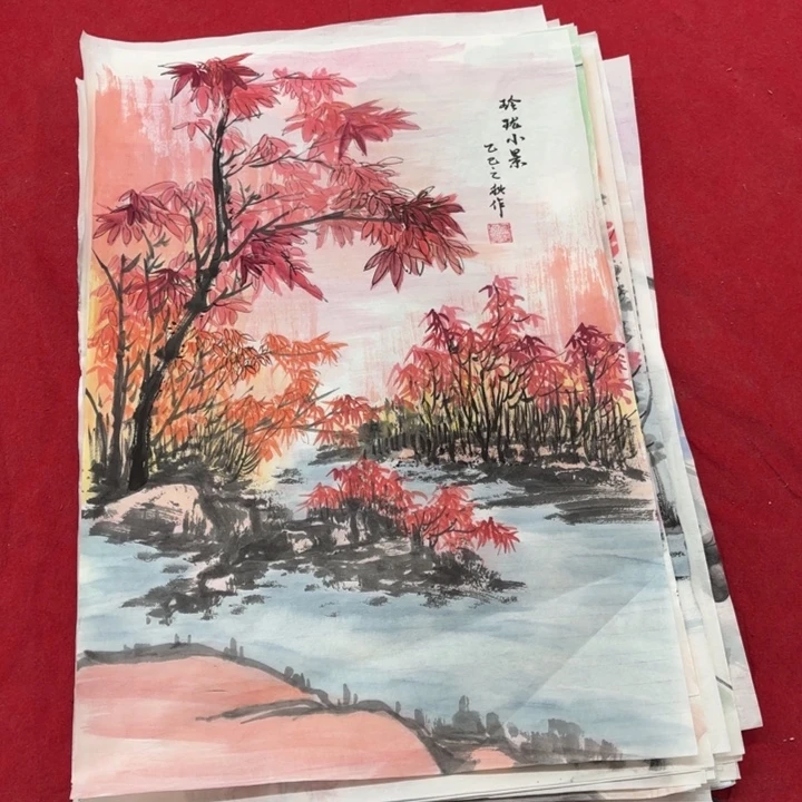 国画花鸟等图案为一体而得