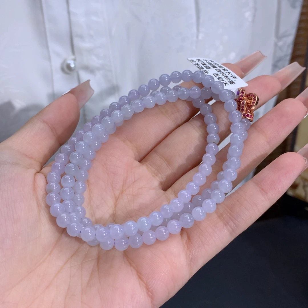 未镶嵌手链翡翠卡5.0冰润胶淡淡紫底