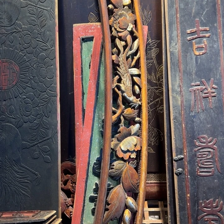 【闪购商品】香榧木桄*老木雕花板艺术一