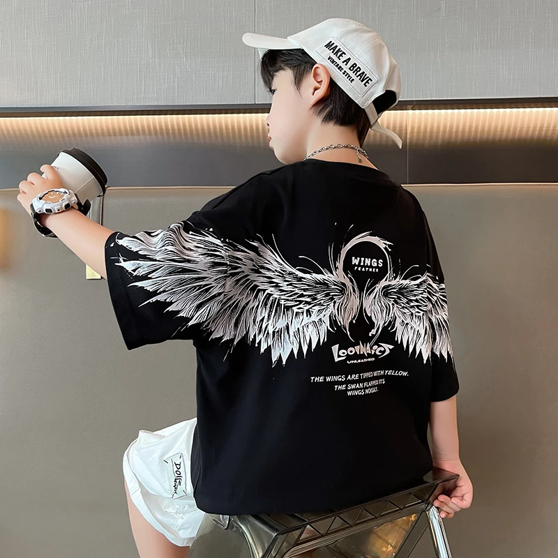 男童短袖t恤潮男孩2025新款夏季儿童半袖体恤中大童夏装帅气上衣