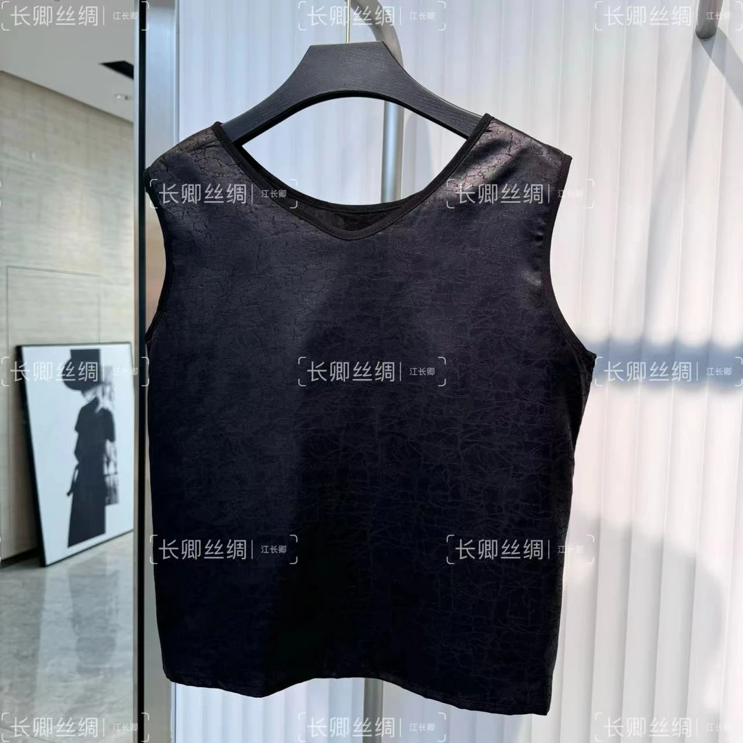 【倾云】龟裂纹桑蚕丝夏季通勤黑色宽松休闲短裤 7012+7013