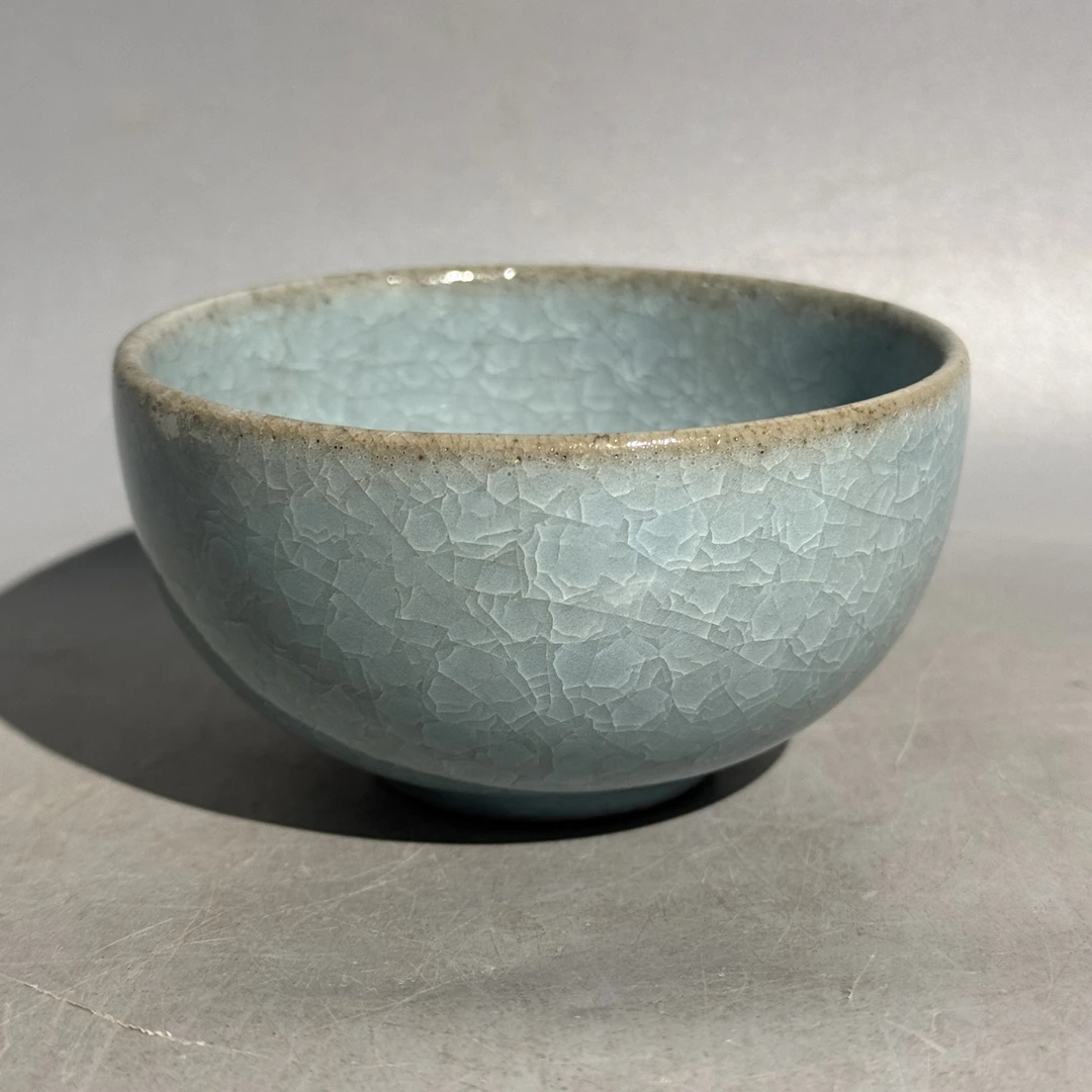 汝窑冰裂纹罗汉小碗，口直径10.2cm，高5.5cm，老汝瓷，旧藏，喜欢的来