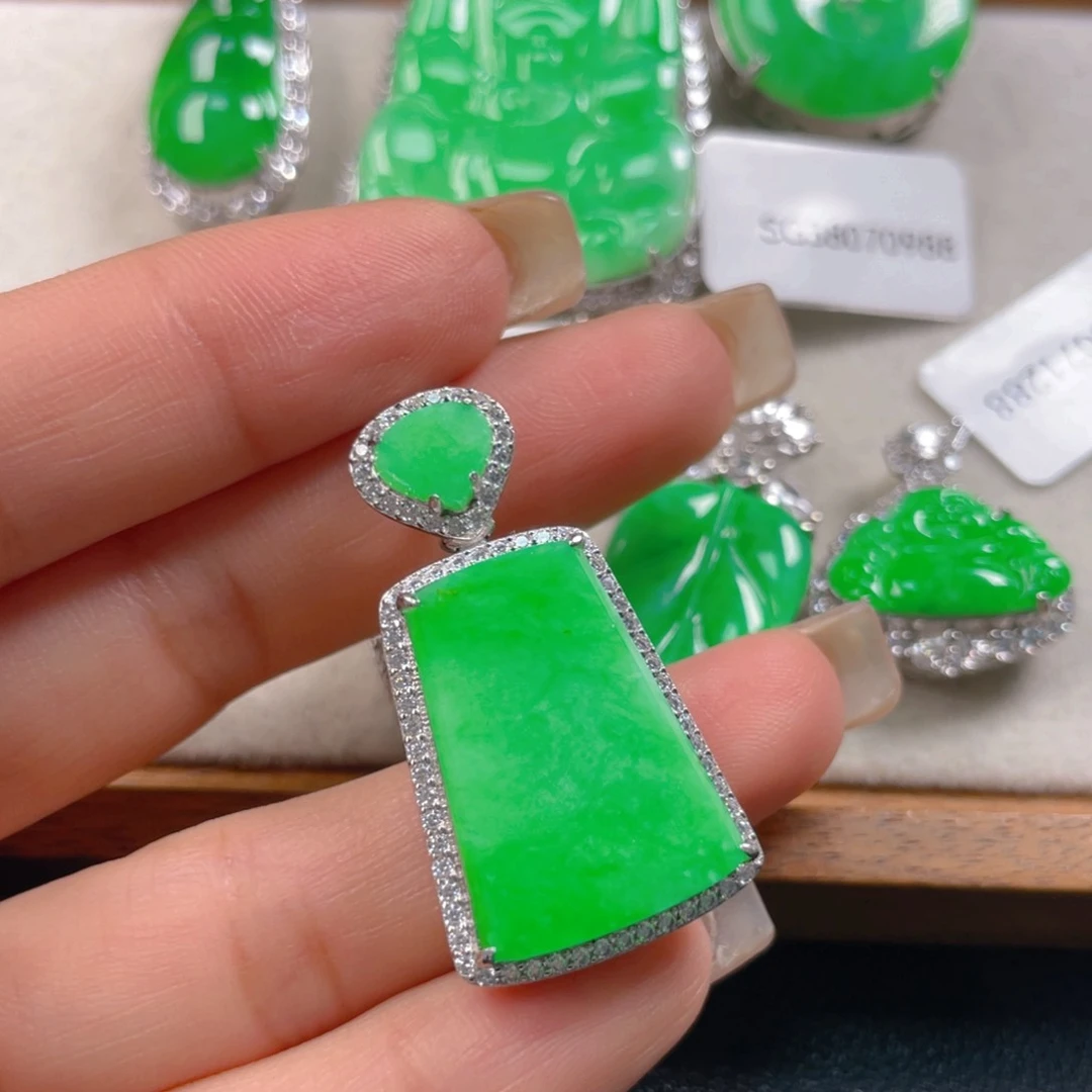 翡翠银S925镶嵌吊坠(不含链)