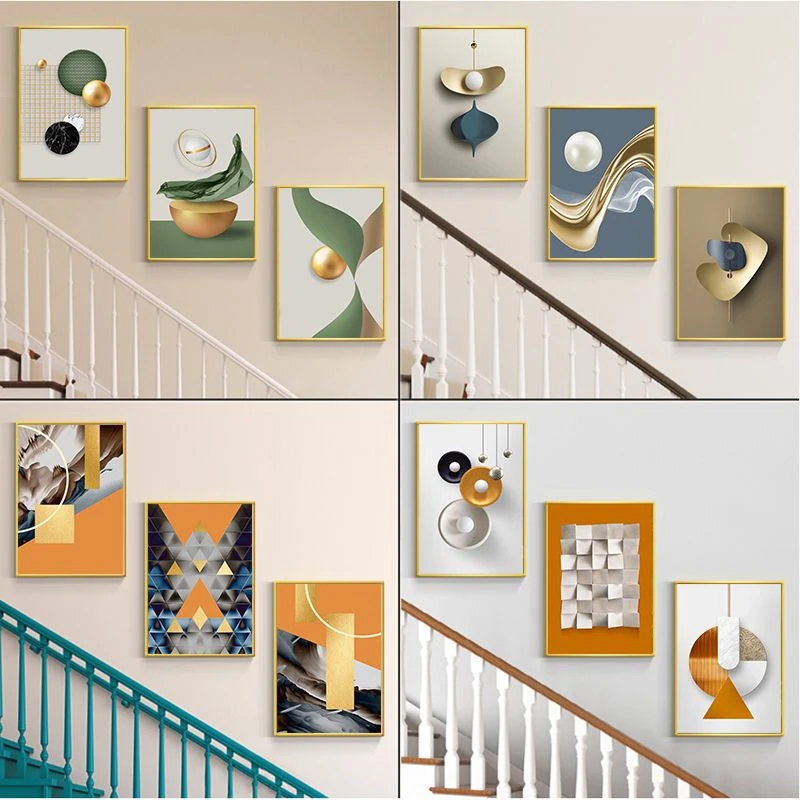 现代简约楼梯间装饰画楼道挂画复式客厅走廊过道抽象艺术墙面壁画