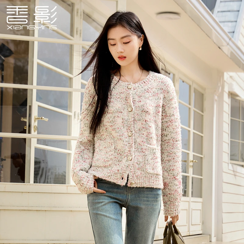 【直播专享】Z851061毛针织衫香影欧若智性风法式彩点毛衣新款开衫