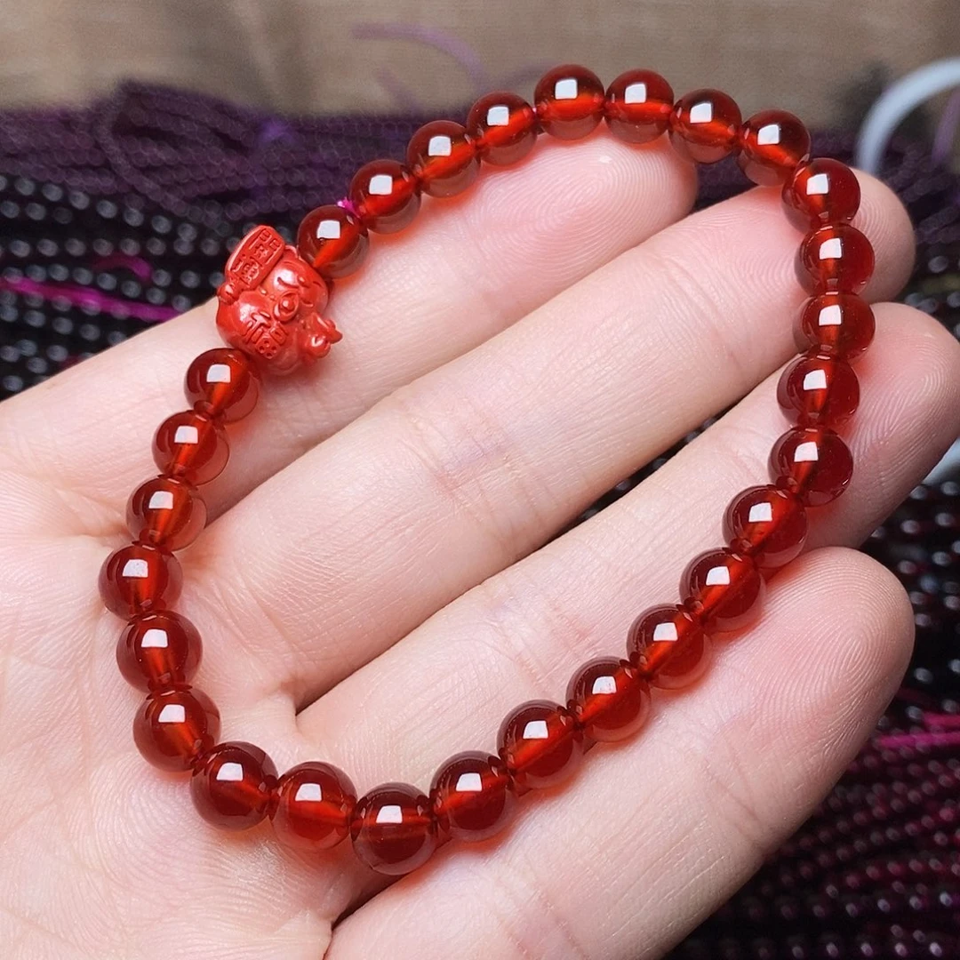 石榴石未镶嵌手链卡6.8全净体毕业级橙红