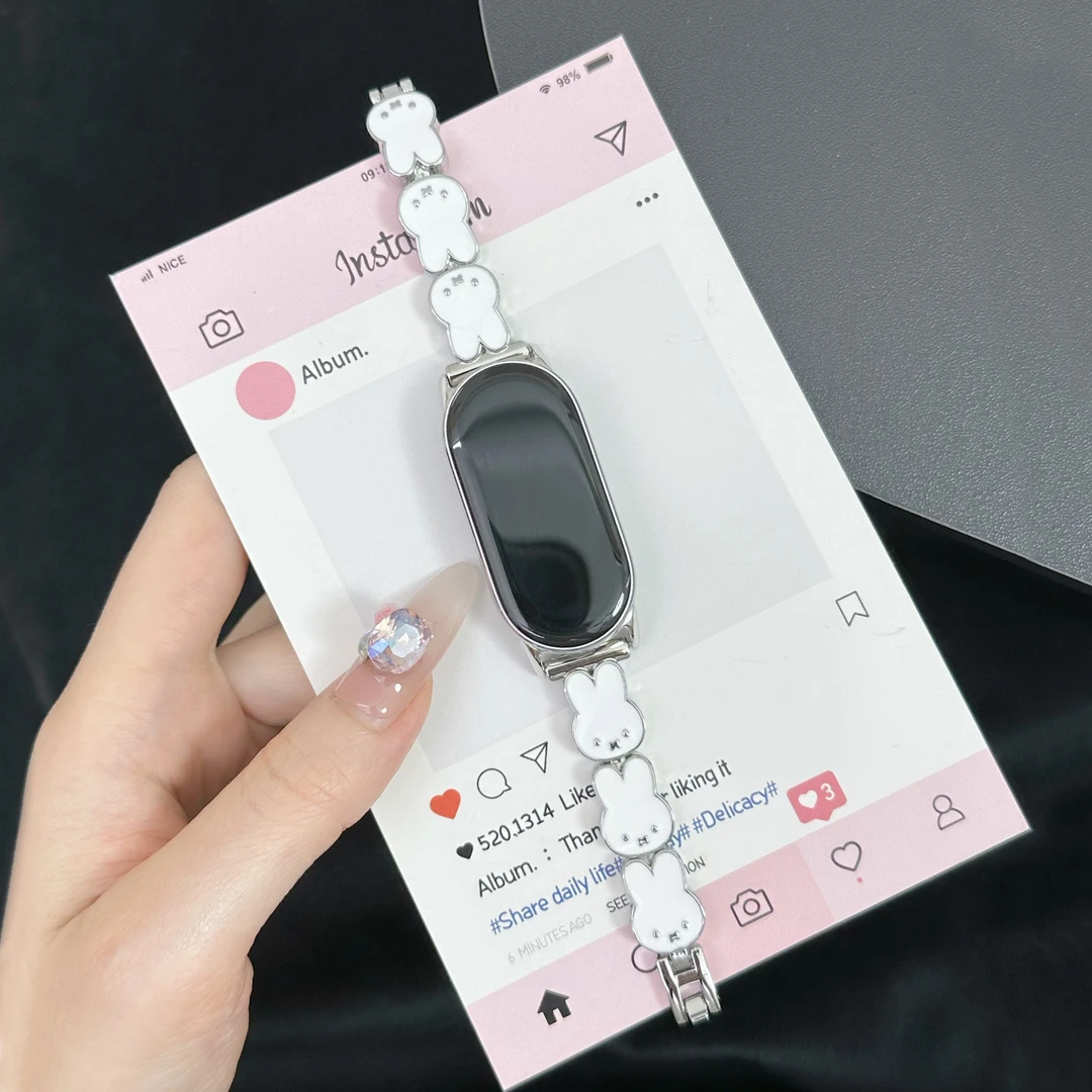 裴蔻 适用小米手环10表带金属可爱米菲小兔10pro/9pro手链腕带女