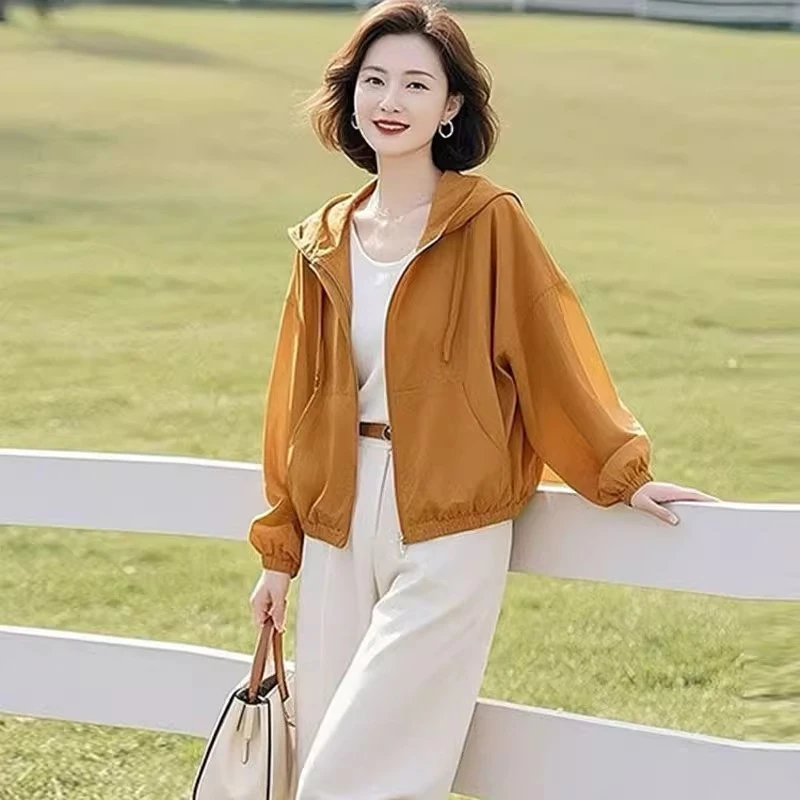 短款连帽2025夏季防晒衫女薄款宽松小个子休闲防晒上衣外套