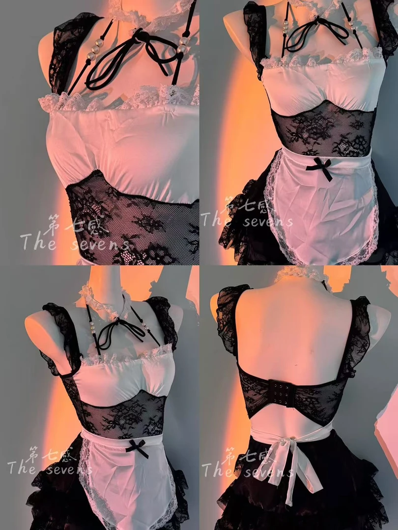 【奶油糖霜】性感风女仆装蕾丝衫网纱微透