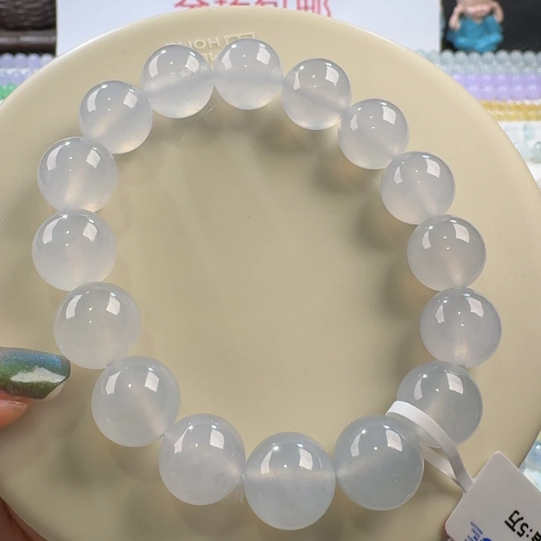 翡翠手链未镶嵌高冰白月光手串卡13左右，种老肉细！