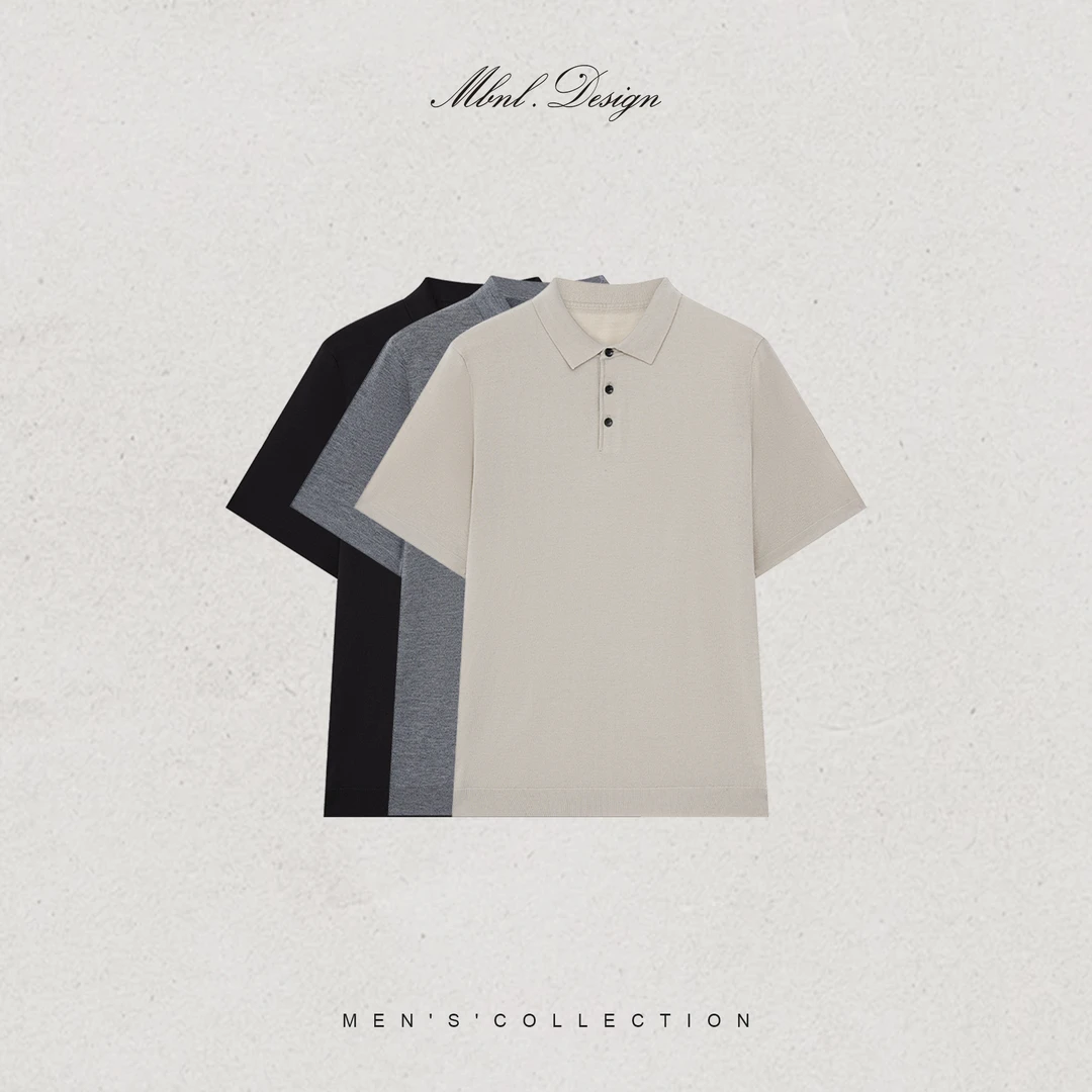 MBNL-F「基础单品」秦磊男装-双股45支羊毛混纺针织POLO衫X821