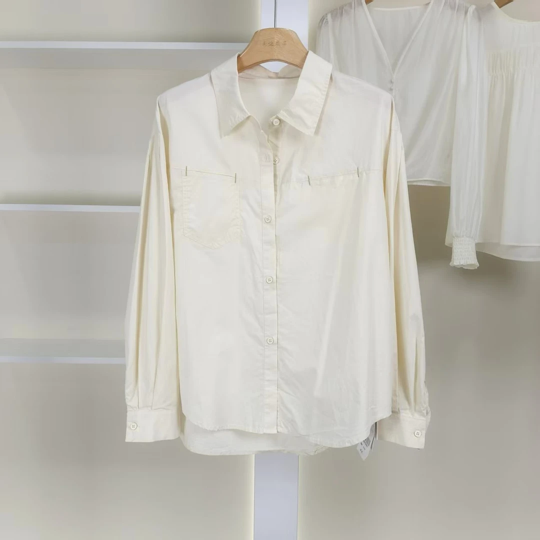 麦迪尚品【夕Y】50909599 含棉纯色简约长袖衬衫春季女专柜正品