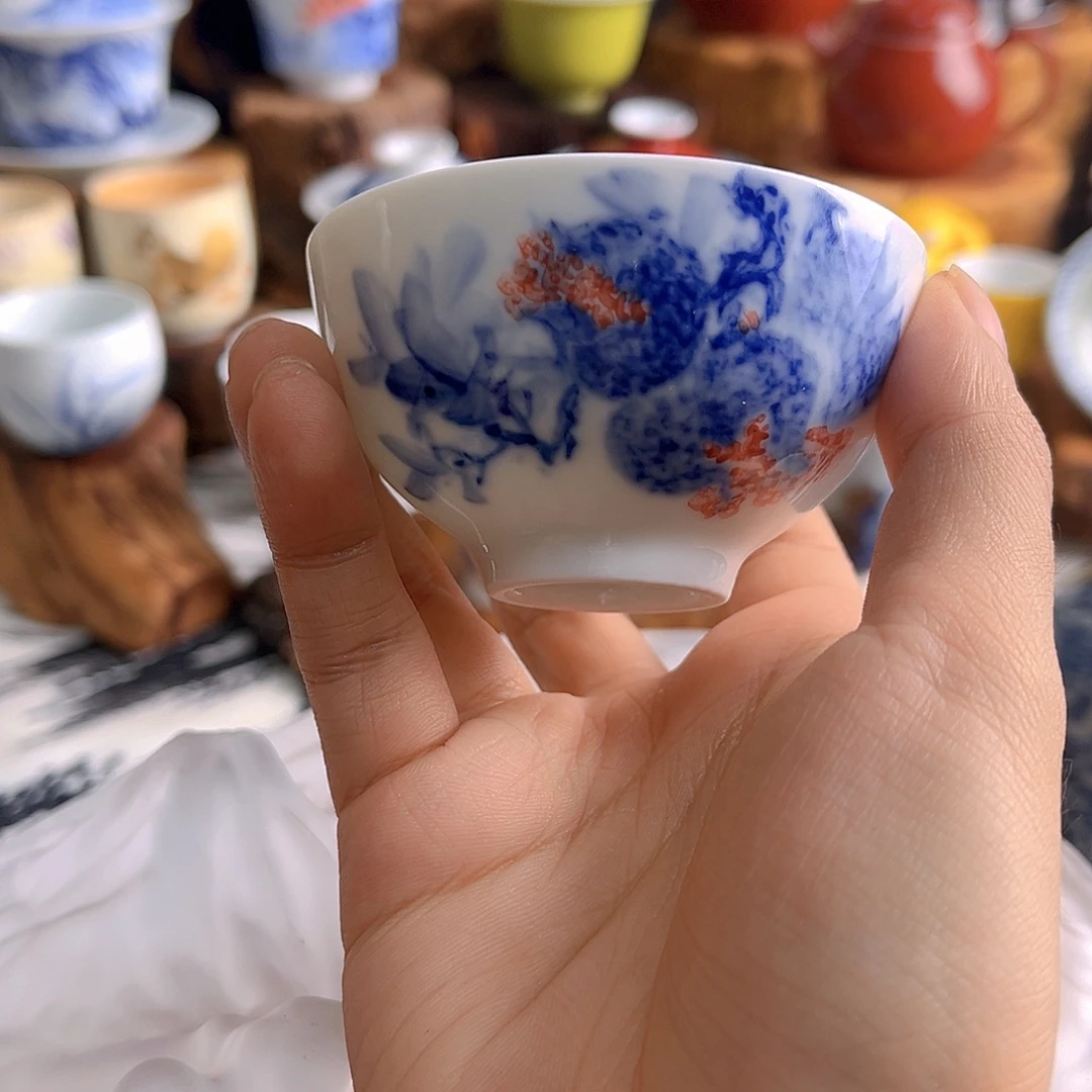 景德镇手绘石榴小碗杯