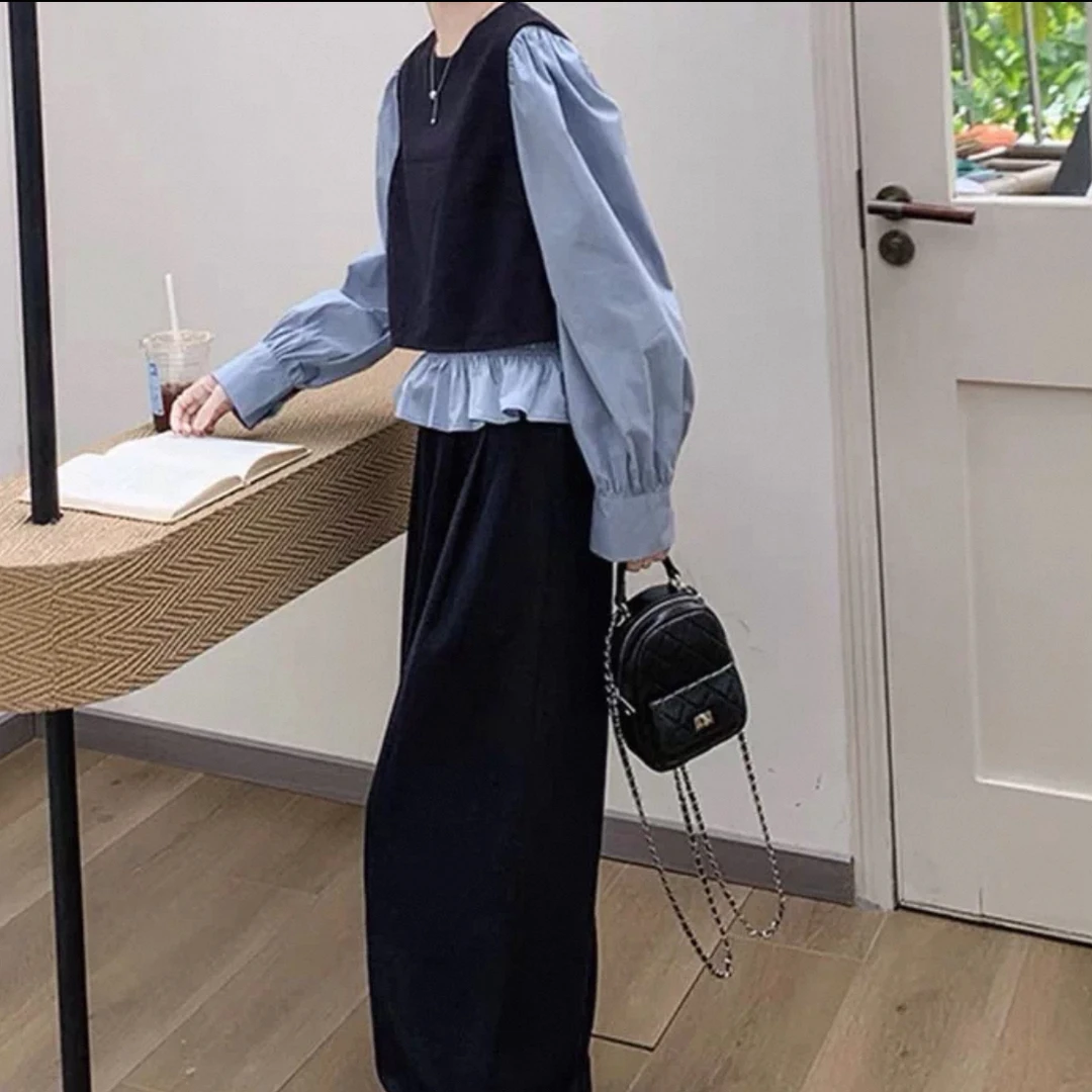 T 1039秋季新款设计感气质衬衫搭配百搭休闲裤套装