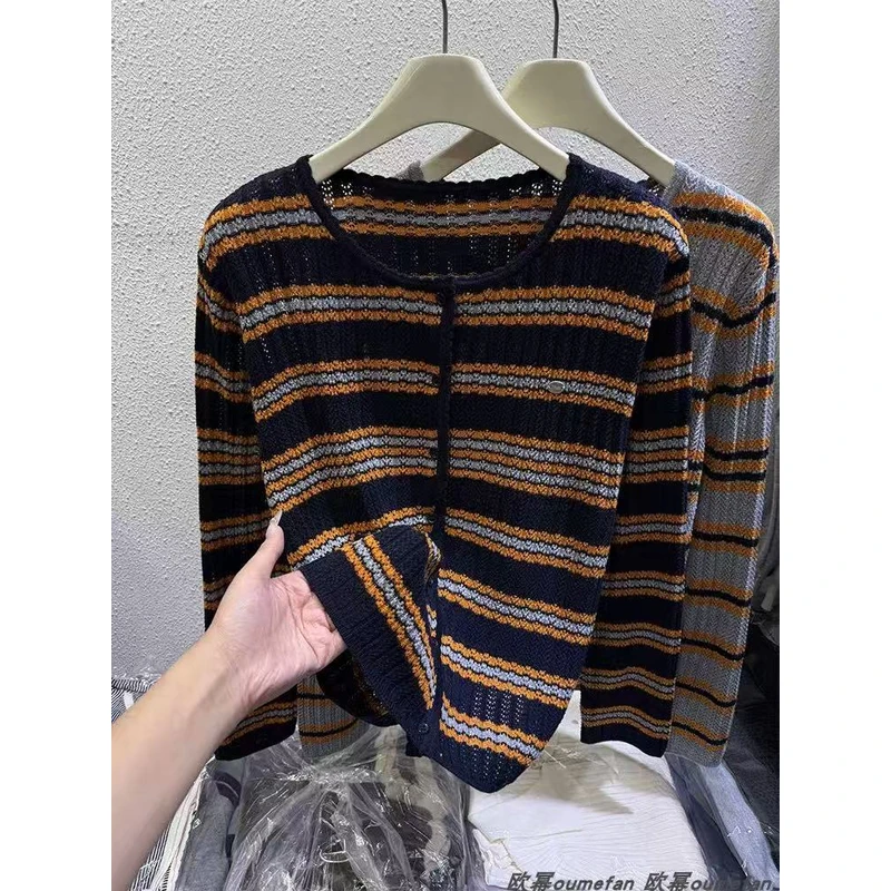 8750-3462 条纹常规款秋季针织衫套头