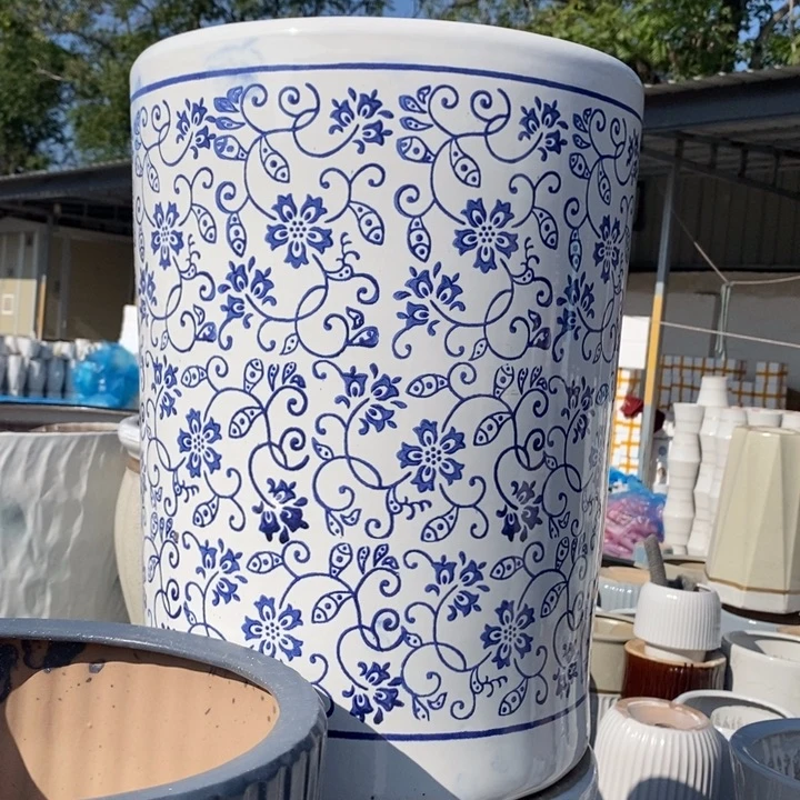 高腰圆直桶青花瓷特大号口35/47