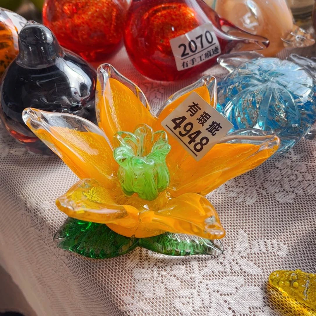 琉璃4948倾斜微瑕花瓶摆件