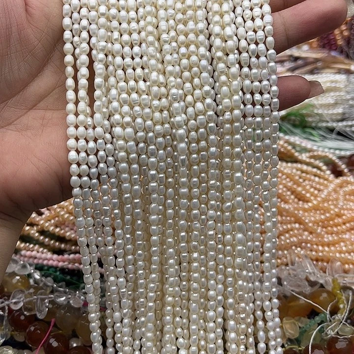玛瑙/玉髓未镶嵌珠宝半成品一条3.5mm左右米珠珍珠