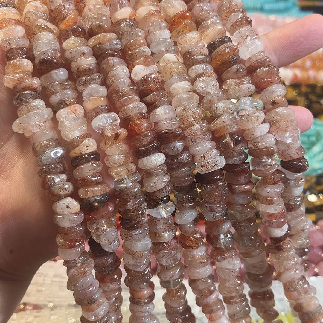 玛瑙/玉髓合金珠宝半成品黑金超七叠片一条10mm