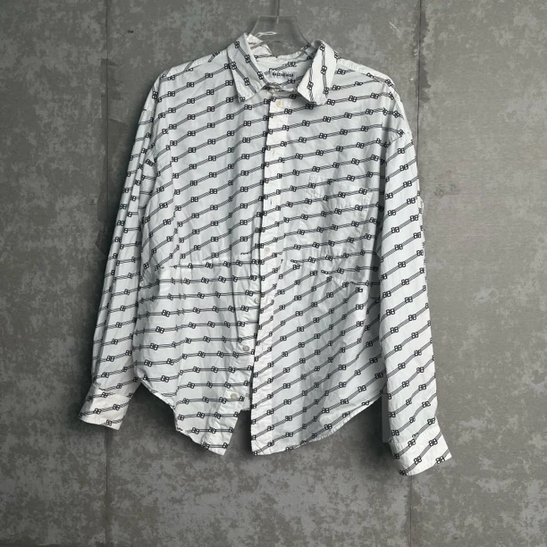 未使用 Balenciaga/巴黎世家 36*1/满印logo宽松衬衫/17821/JP