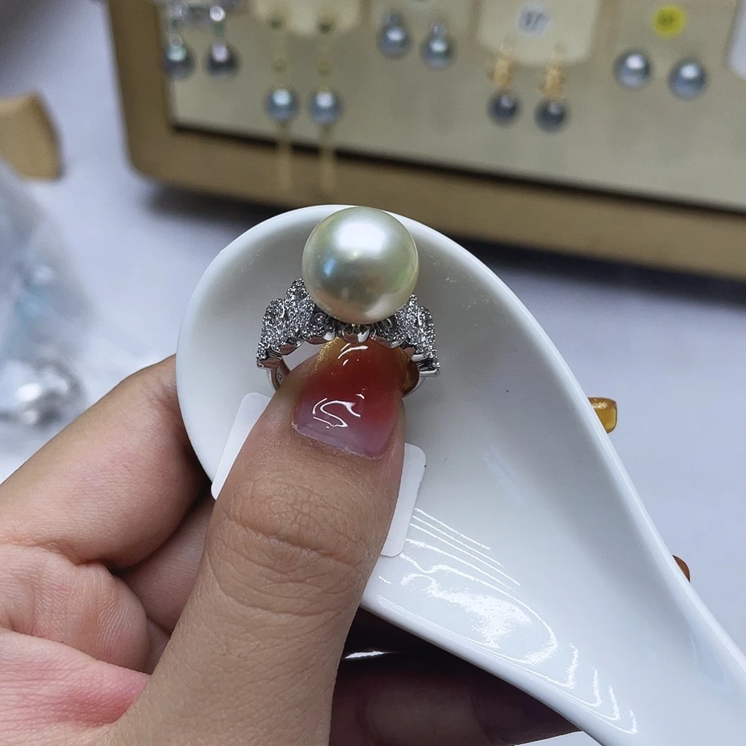 戒圈海水珍珠银S925镶嵌