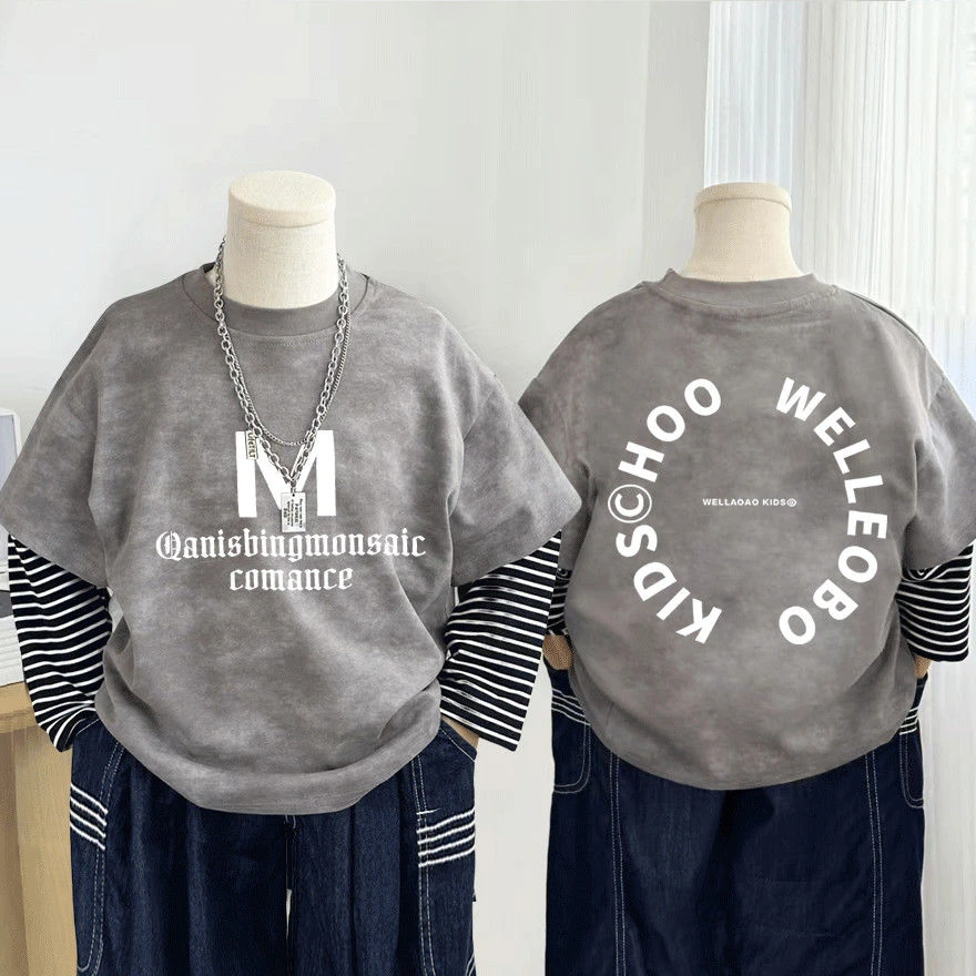 男童宝宝春秋新款儿童洋气长袖T恤中大童装个性潮流学生秋季上衣t