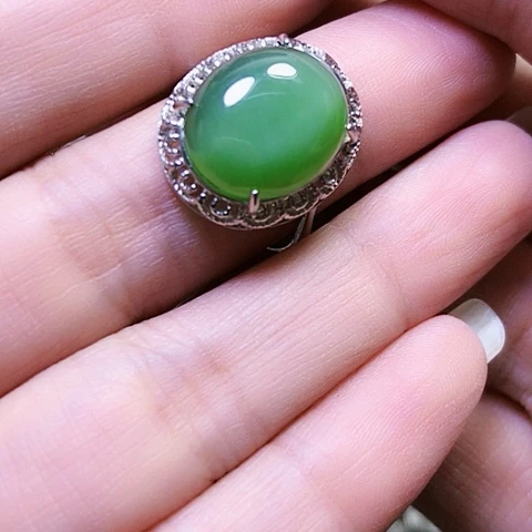 和田玉银S925镶嵌戒指