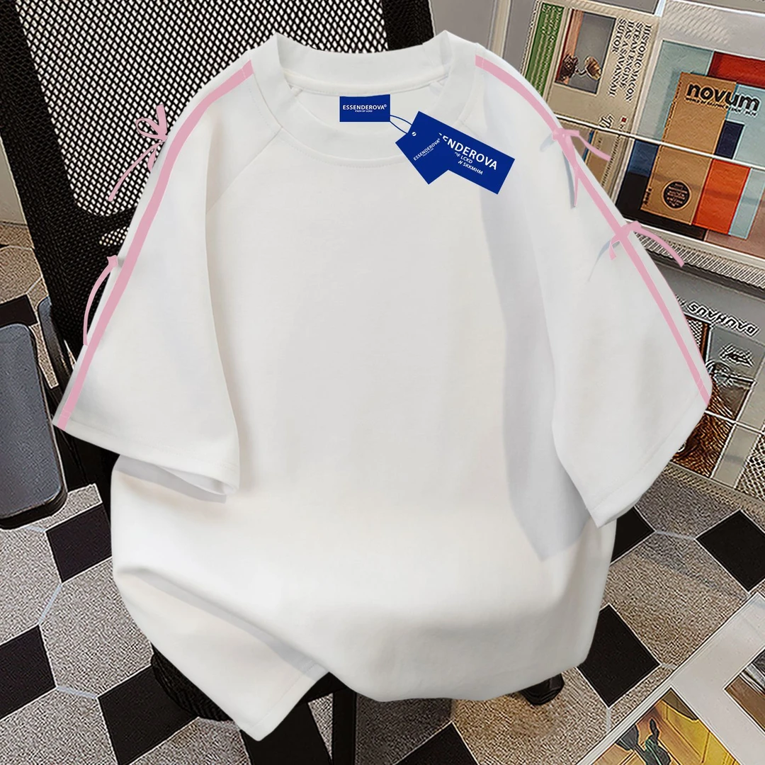 100%纯棉潮牌个性简约短袖t恤女2025夏季新款圆领宽松休闲上衣服