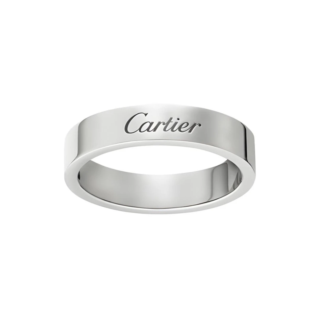 99新 Cartier/卡地亚 C de系列 铂金宽4mm签名戒指