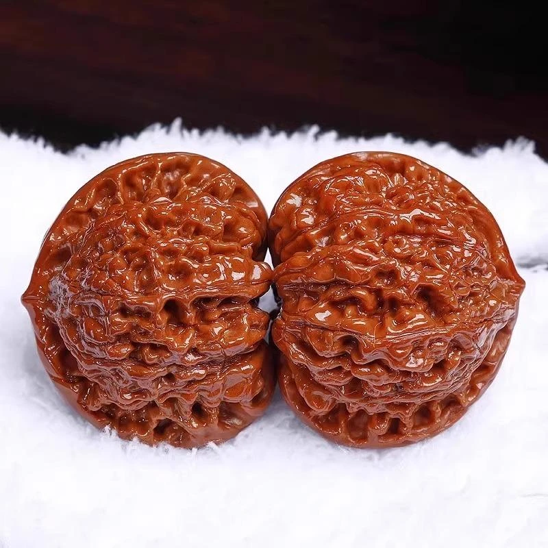 王勇麒麟纹官帽文玩核桃包浆盘玩手盘男士手把件古玩官帽核桃文玩