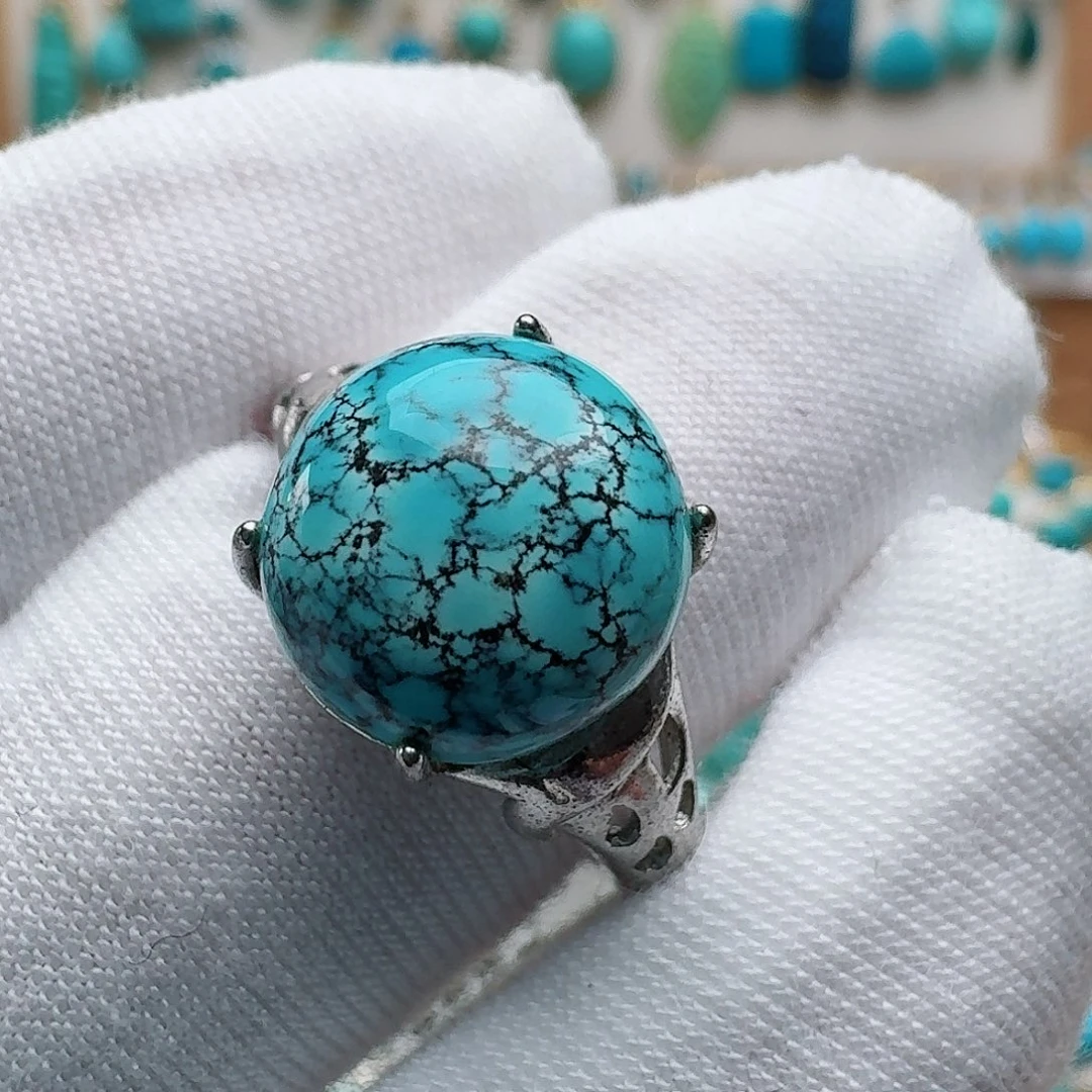 绿松石银S925镶嵌戒指