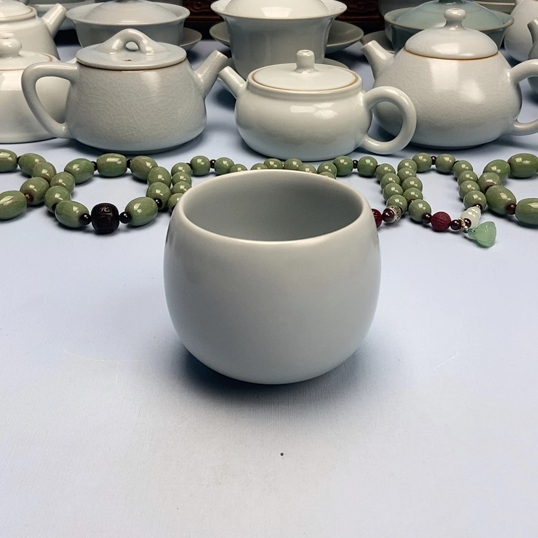 杯仿古月白龙蛋杯原矿原釉原产地