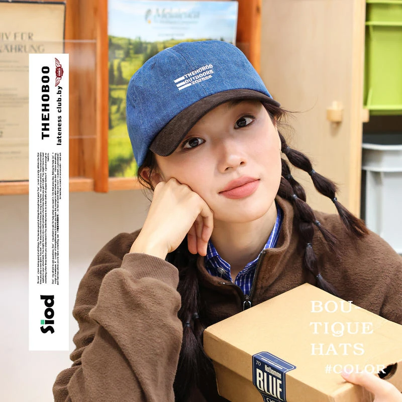 新款韩国遮阳帽子女显脸小秋季防晒棒球帽百搭软顶鸭舌帽男灯芯绒