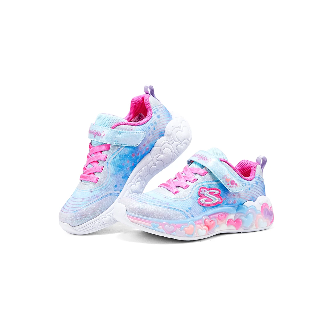 Skechers儿童闪灯鞋秋冬时尚透气亮灯公主儿童休闲运动鞋302696L