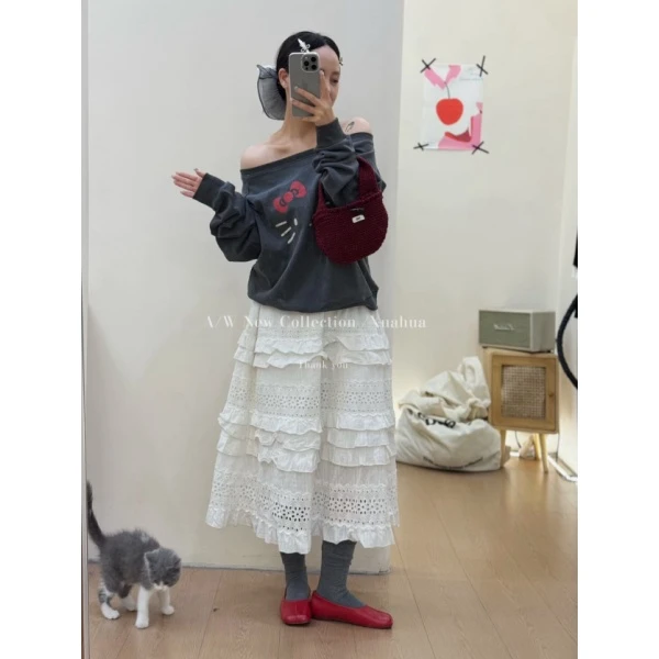 美式复古一字肩卫衣女25春秋韩系慵懒风宽松显瘦长袖上衣