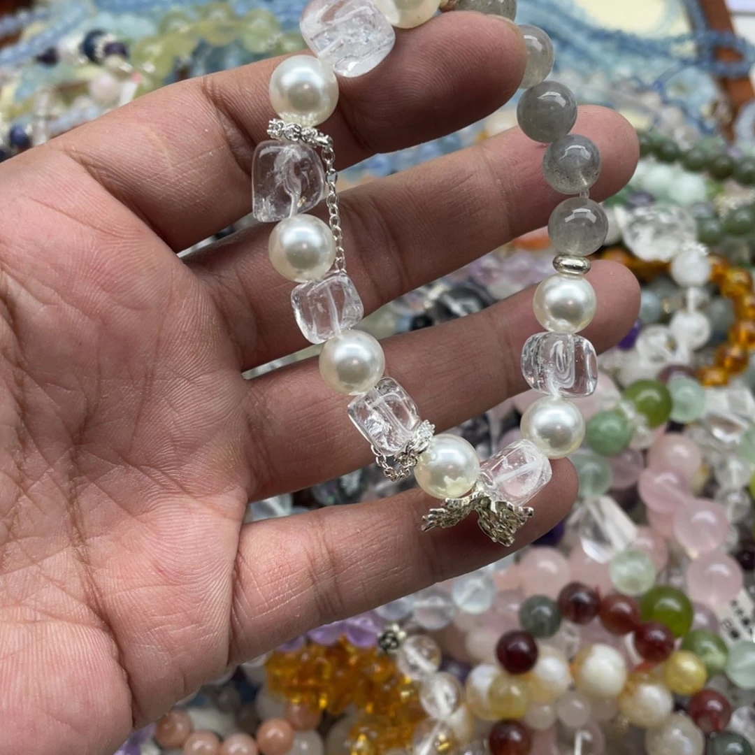 银S925镶嵌手链烟晶