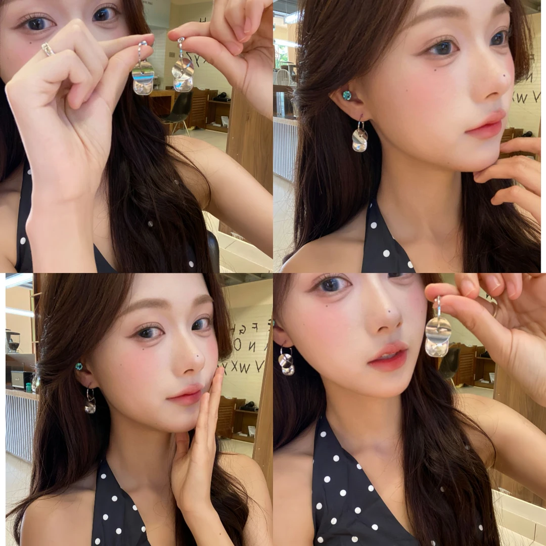 铜合金耳饰 夏季百搭耳饰高级可拆卸气泡方糖耳圈轻奢百搭耳环ins