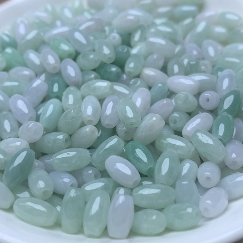 【闪购商品】未镶嵌手链翡翠卡5乘8冰绿白米珠100个