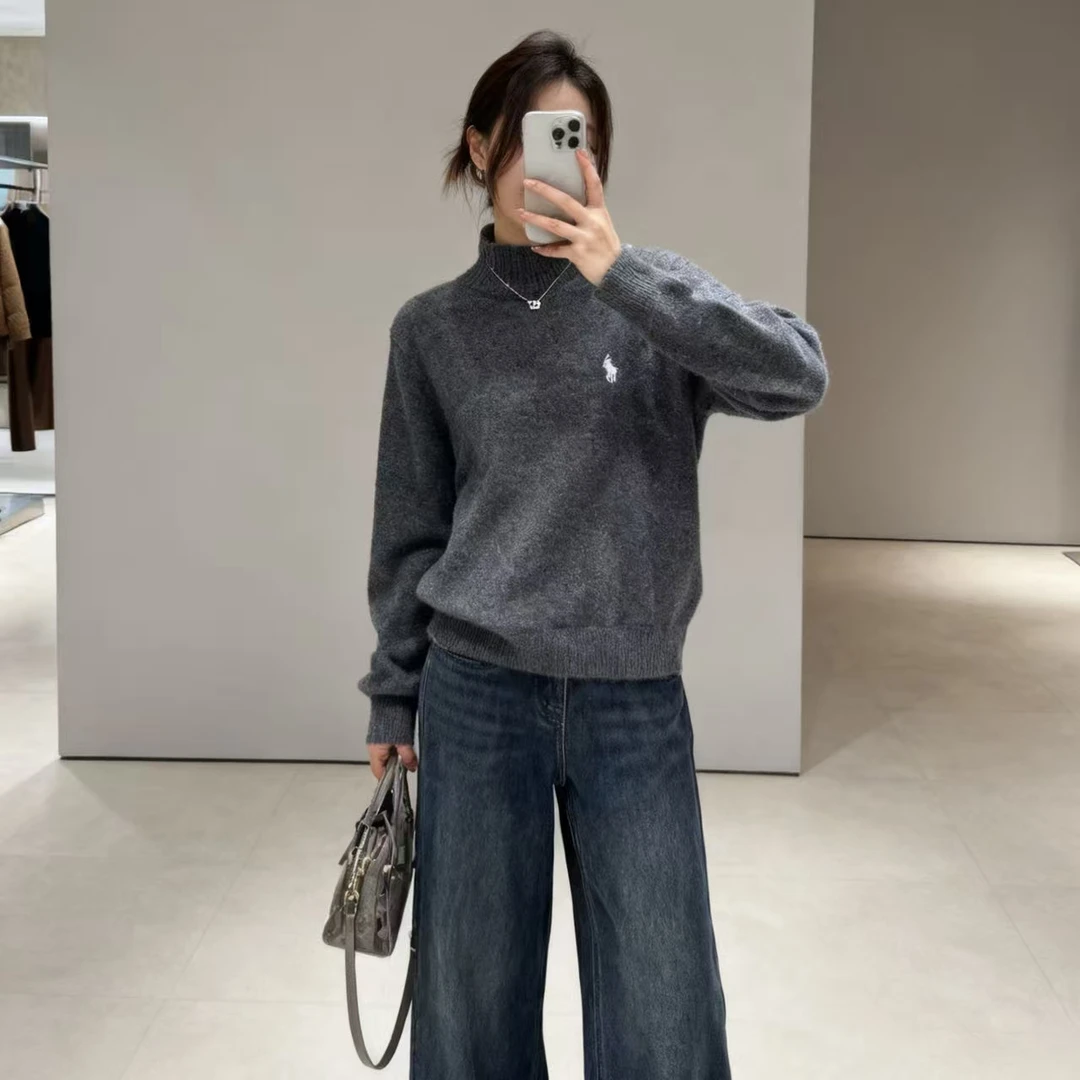 胸102-160长62宽松内搭外穿慵懒极简设计刺绣时尚针织上衣 4376