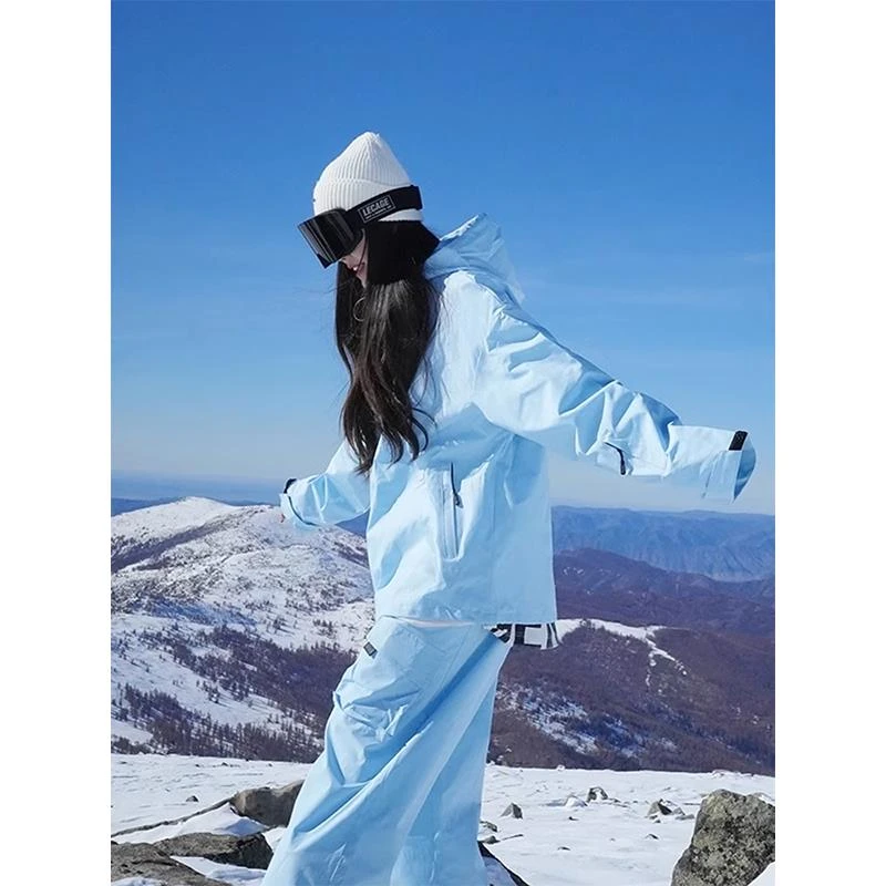 东北抗寒冲锋衣棉服女冬季加绒加厚滑雪服套装防水哈尔滨防寒裤子