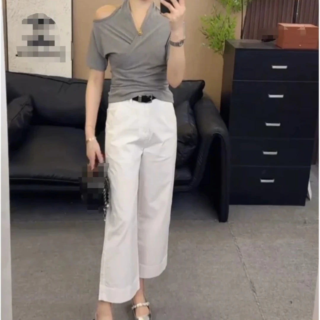 时尚百搭休闲潮流精品女装洋气上衣纯色不规则