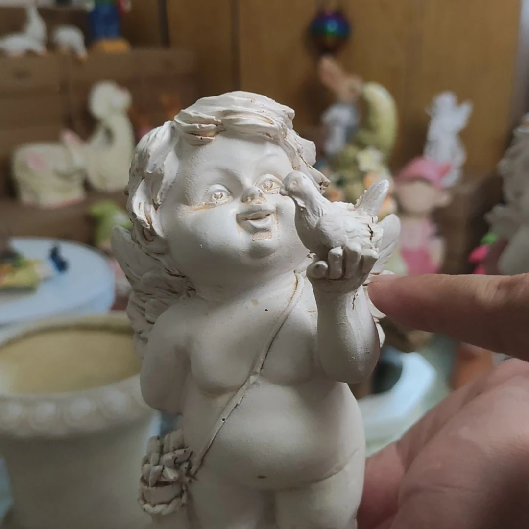 树脂树脂拿小鸟天使摆件
