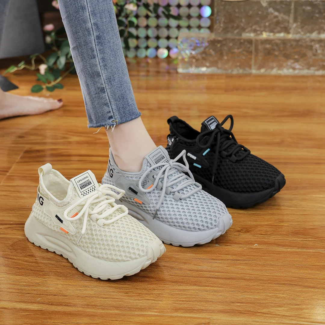 2025春夏季新款百搭网面透气休闲软底跑步女鞋时尚运动鞋轻便
