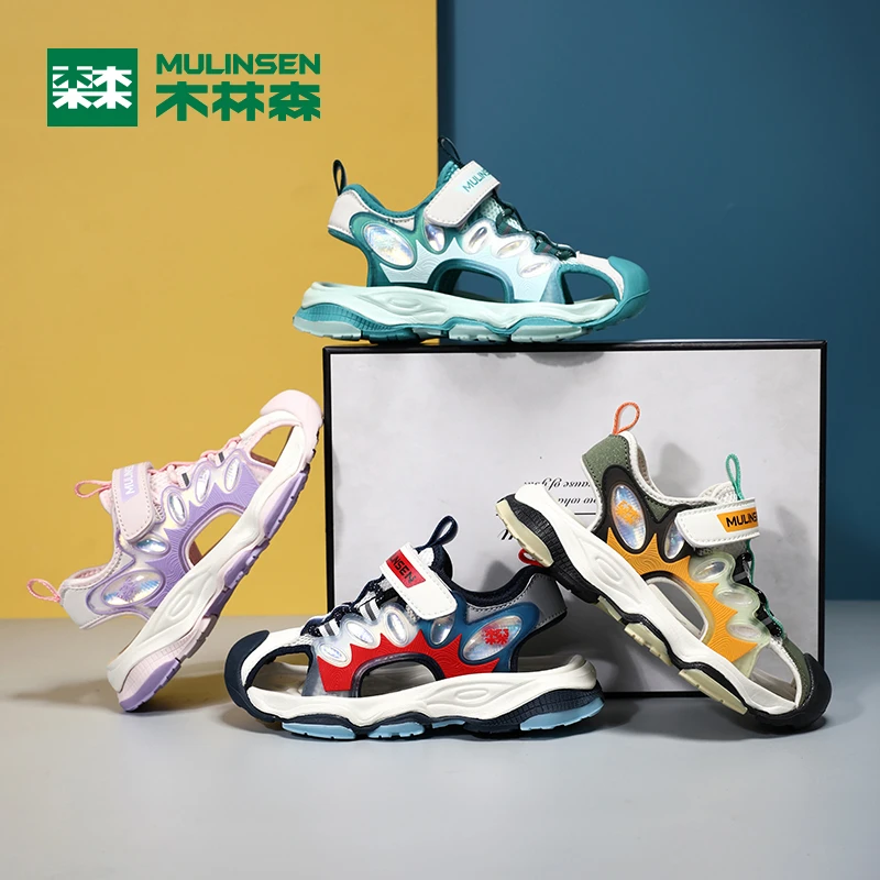 L木林森童鞋女童夏季新款男女中大童凉鞋防滑沙滩包头凉鞋M2028