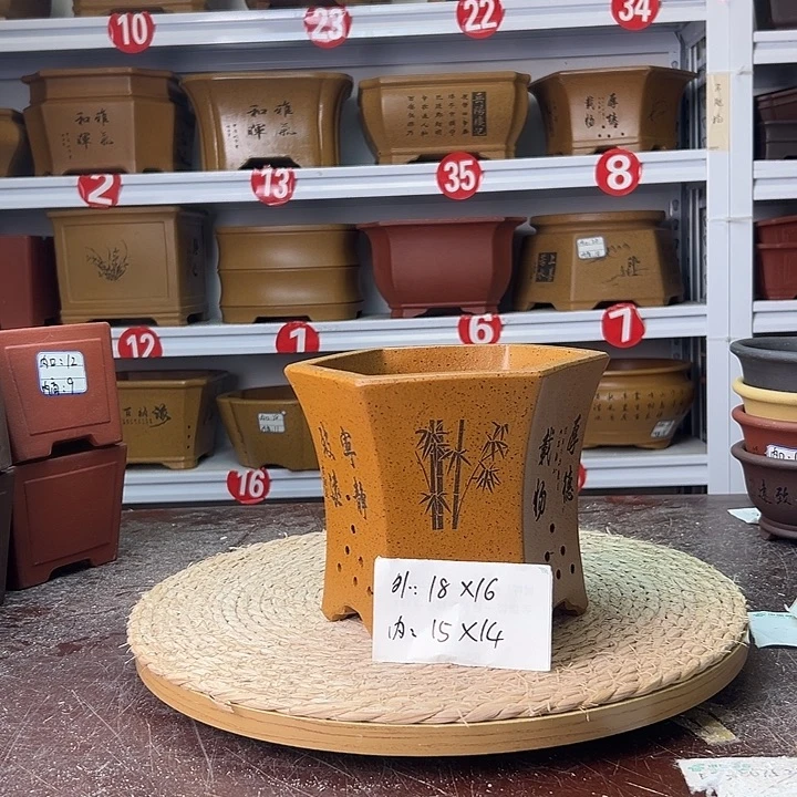 紫砂花盆蛇年大吉