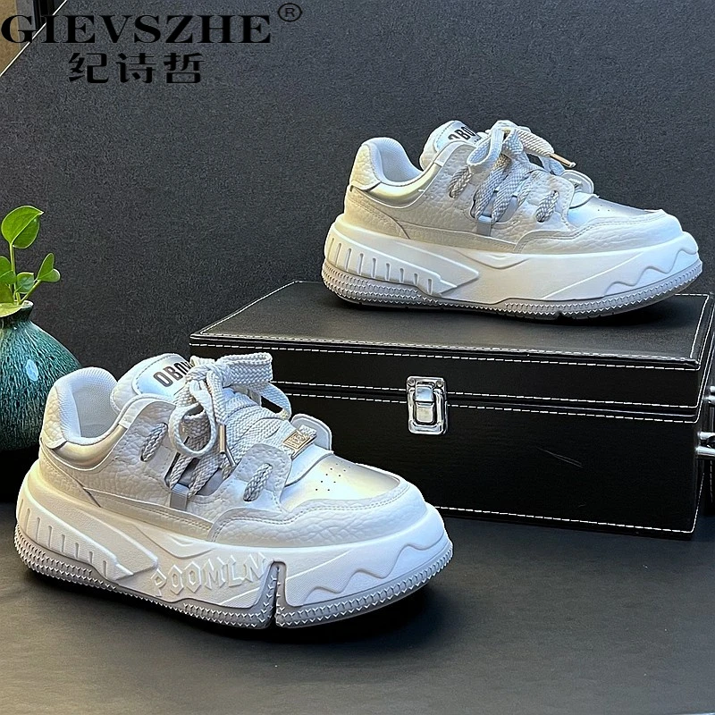 纪诗哲轻奢高端小白鞋男冬季新款厚底增高板鞋韩版百搭爆款男鞋